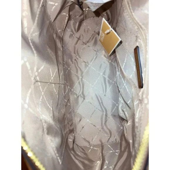 Michael Kors Mercer MD Two-Tone Pebbled Leather Belted Satchel - Honeycomb Multi - Picture 6 of 12